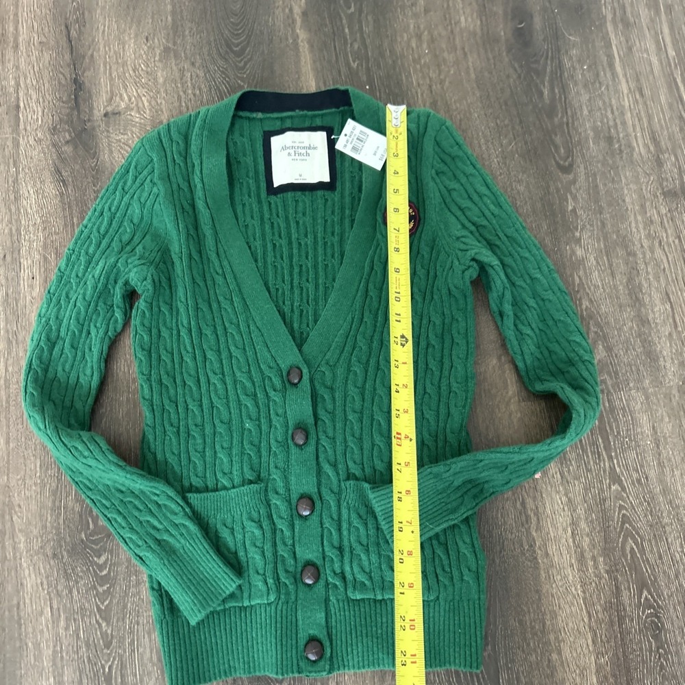 Abercrombie Fitch Sweater Women M Cardigan Cable Knit Rabbit Hair Preppy Y2K NEW - Picture 5 of 8
